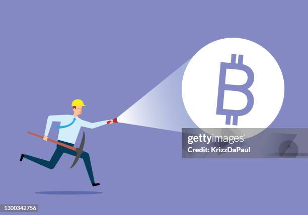 bitcoin - holding flashlight stock illustrations