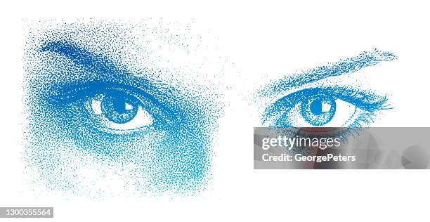 close-up of beautiful eyes - head forward white background stock illustrations