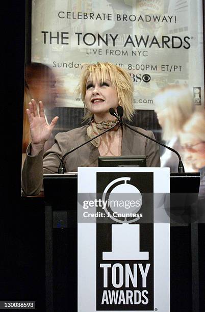 Cyndi Lauper during 58th Annual Tony Awards Nominee Announcements at Hudson Theater in New York City, New York, United States.