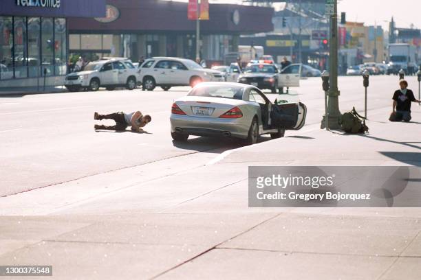 Gunman Tyler Brehm goes on a shooting rampage on December 11, 2011 on Sunset and Vine in Hollywood, California.