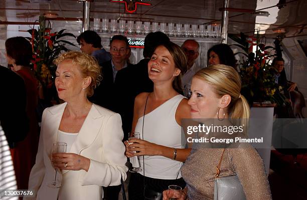 Paula Hart, Nicole Mills & Melissa Joan Hart during Cannes 2002 - Anheuser Busch and Hollywood Reporter Dinner with Randy Newman in Cannes, France.