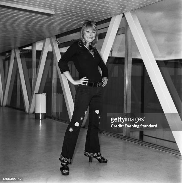 German actress Elke Sommer at Heathrow Airport in London, UK, 9th June 1972.