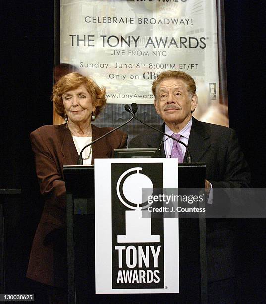 Anne Meara and Jerry Stiller during 58th Annual Tony Awards Nominee Announcements at Hudson Theater in New York City, New York, United States.