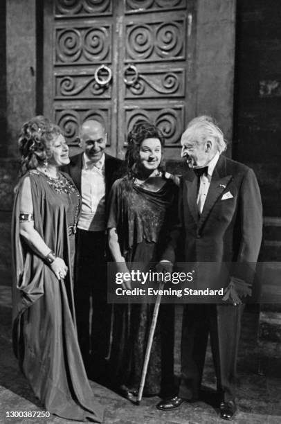 From left to right, American opera singer Regina Resnik , conductor Sir Georg Solti , Swedish soprano Birgit Nilsson and conductor Leopold Stokowski...