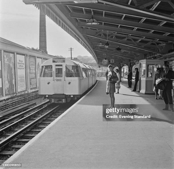 Golders Green underground station on the Northern Line in north London, UK, 11th July 1972.