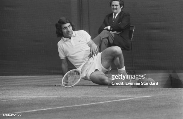 Spanish tennis player Manuel Orantes during the 1972 Wimbledon Championships in London, UK, July 1972.