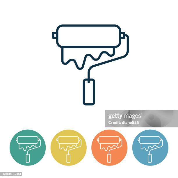 ilustrações de stock, clip art, desenhos animados e ícones de home improvement diy icon - rolo para pintar paredes
