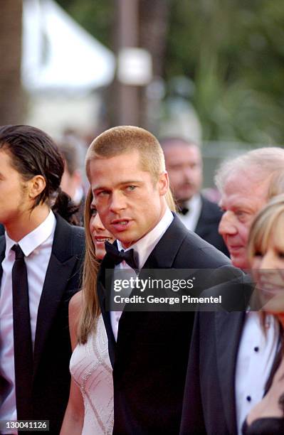 Brad Pitt and Jennifer Aniston during 2004 Cannes Film Festival - "Troy" Premiere at Palais Du Festival in Cannes, France.