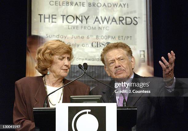 Anne Meara and Jerry Stiller during 58th Annual Tony Awards Nominee Announcements at Hudson Theater in New York City, New York, United States.