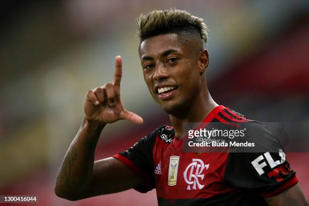 Bruno Henrique of Flamengo celebrates after scoring his team's second goal during a match between Flamengo and Vasco da Gama as part of 2020...