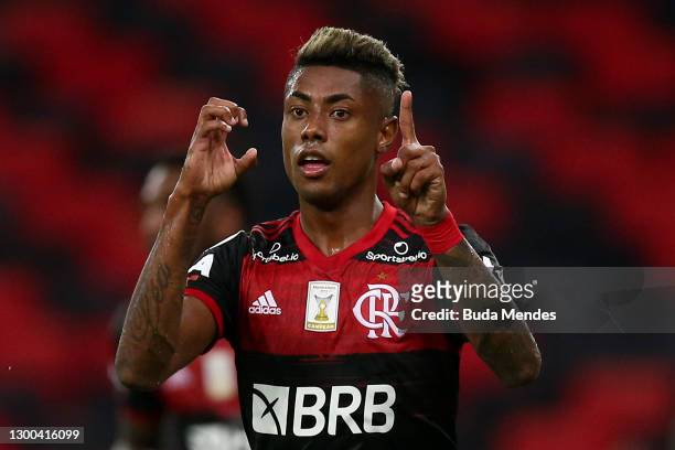 Bruno Henrique of Flamengo celebrates after scoring his team's second goal during a match between Flamengo and Vasco da Gama as part of 2020...