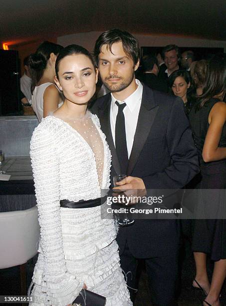 Mia Maestro and Ned Benson during 2004 Cannes Film Festival -"Motorcycle Diaries" - Party at La Plage Coste in Cannes, France.