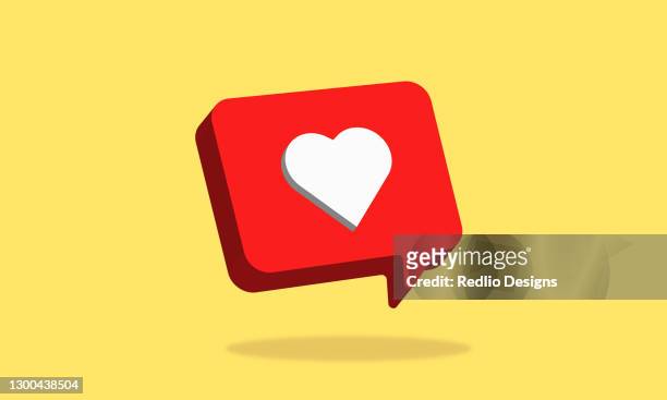 stockillustraties, clipart, cartoons en iconen met een als sociale media kennisgeving met hart pictogram - three dimensional