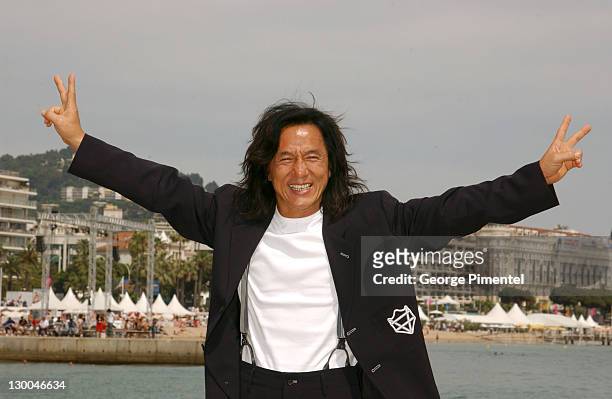 Jackie Chan during 2003 Cannes Film Festival - "Around the World in 80 Days" Photo Call at Majestic Pier in Cannes, France.