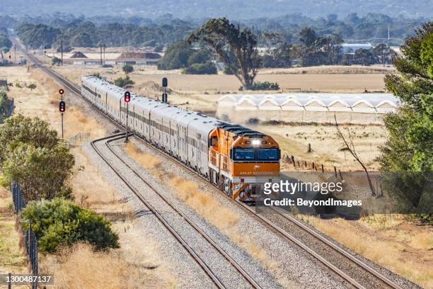 the great southern train passing market gardens near adelaide - queensland rail stock pictures, royalty-free photos & images