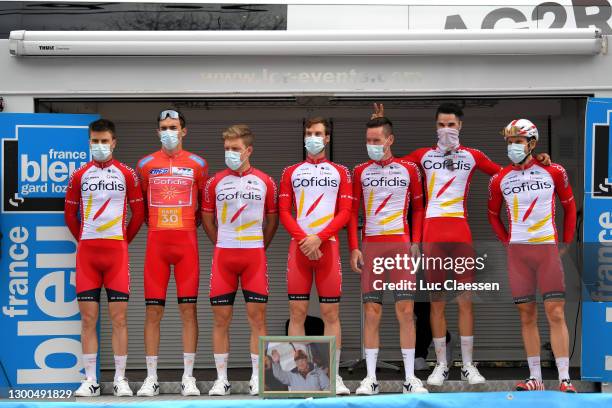 Start / Christophe Laporte of France Orange Leader Jersey, Jean Pierre Drucker of Luxembourg, Piet Allegaert of Belgium, Tom Bohli of Switzerland,...