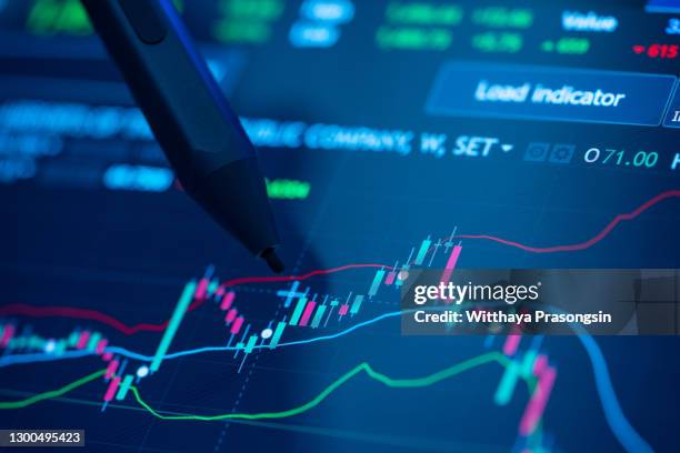 businessman analysis stock chart in crisis covid-19 for investment in stockmarket and finance business planning selective stock for stockmarket crash and financial crisis - trading resumes at the stock exchange of thailand stockfoto's en -beelden