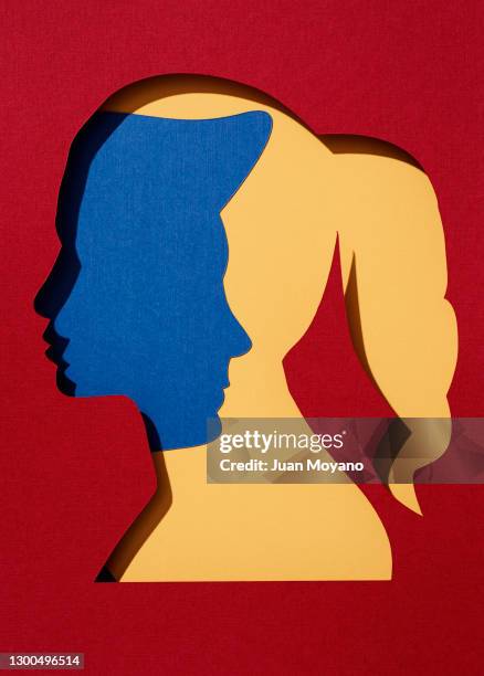 facing silhouettes - relationship conflict stock pictures, royalty-free photos & images
