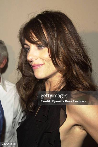 Elizabeth Hurley during Mercedes-Benz Fashion Week Spring Collections 2003 - Ralph Lauren Show - Front Row at Cooper Hewitt Museum in New York City,...