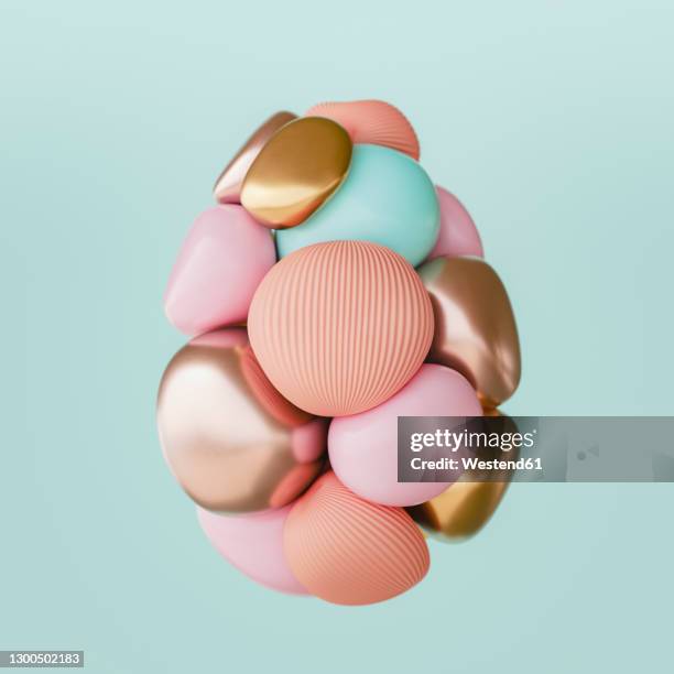 abstract easter egg sculpture, 3d rendering - pale pink stock illustrations