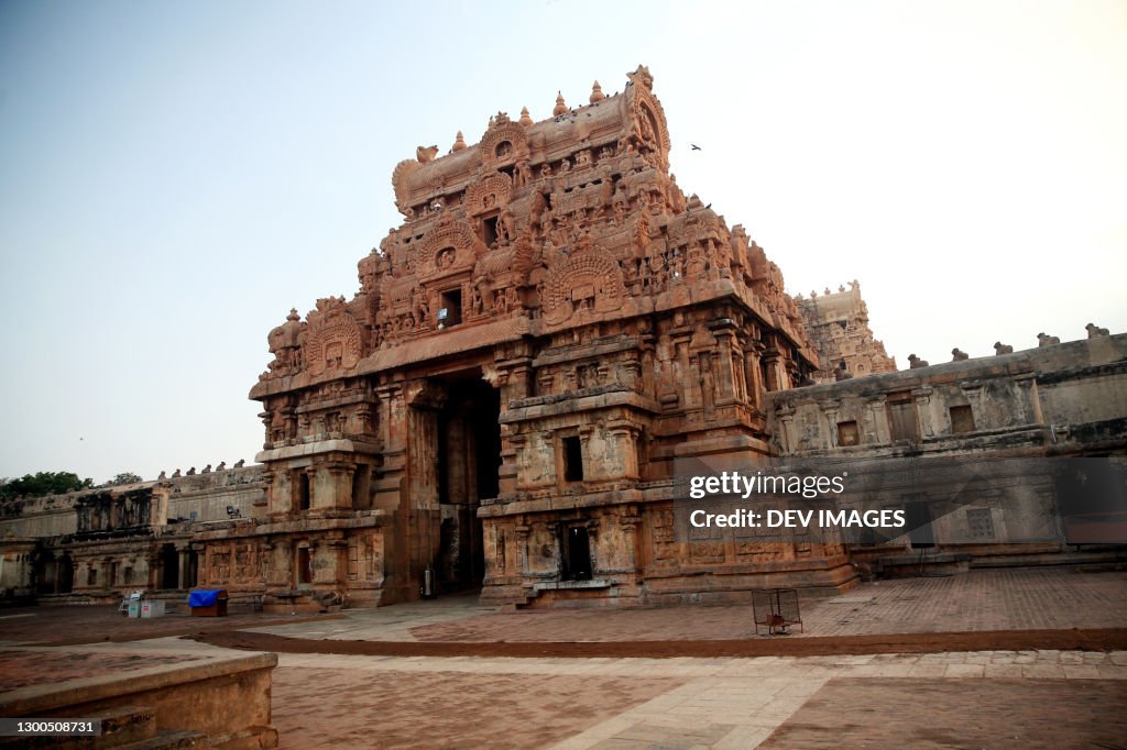 Entrance gate of famous Brihadeeswara Temple in Thanjavur, Tamil Nadu, India