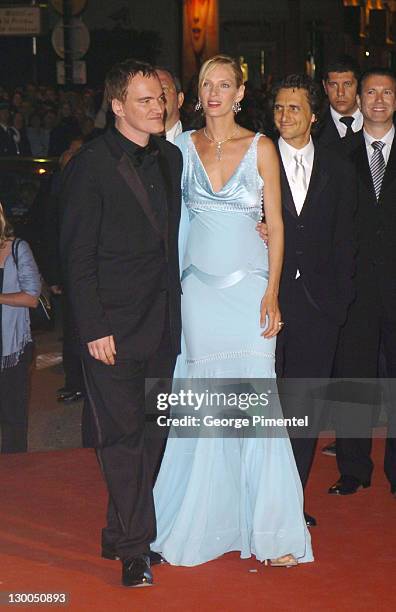 Quentin Tarantino and Uma Thurman during 2004 Cannes Film Festival - "Kill Bill Vol. 2" - Premiere at Palais Du Festival in Cannes, France.