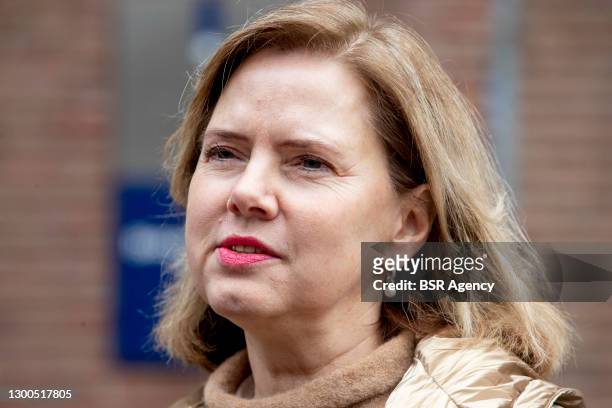Minister of Infrastructure Cora van Nieuwenhuizen is seen at the Binnenhof ahead of the weekly cabinet meeting on February 5, 2021 in the Hague,...