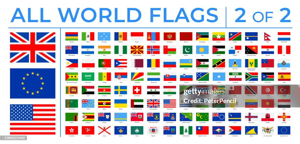 ワールド フラグ - ベクトル矩形フラット アイコン - パート 2/2