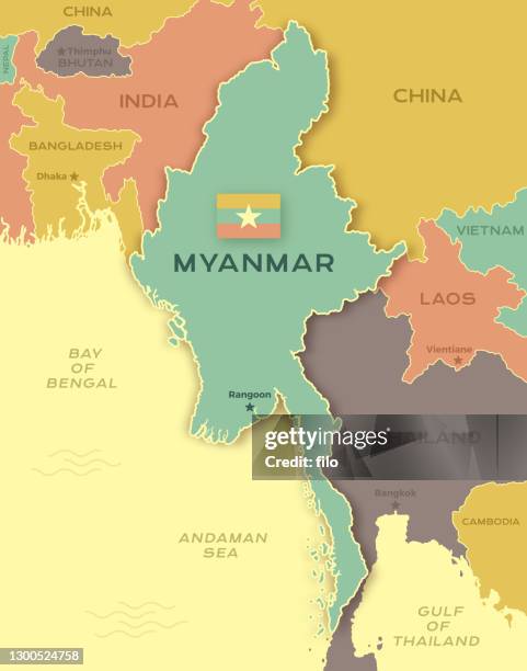 map of myanmar - bhutan map stock illustrations