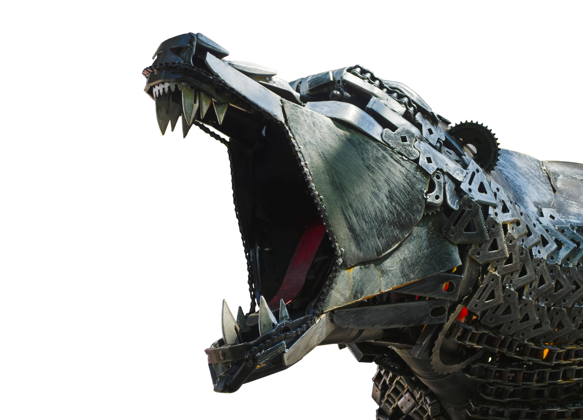 Metal head of a predatory bear Metal head of a predatory bear