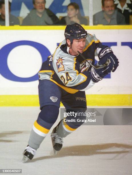 Scott Walker of the Nashville Predators skates against the Toronto Maple Leafs during NHL game action on October 19, 1998 at Maple Leaf Gardens in...
