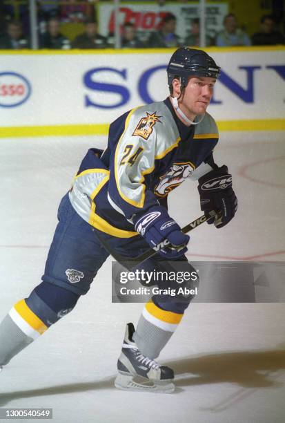 Scott Walker of the Nashville Predators skates against the Toronto Maple Leafs during NHL game action on October 19, 1998 at Maple Leaf Gardens in...