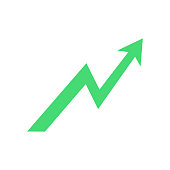 Growth arrow icon. Green arrow up.