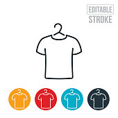 T-Shirt On Hanger Thin Line Icon - Editable Stroke