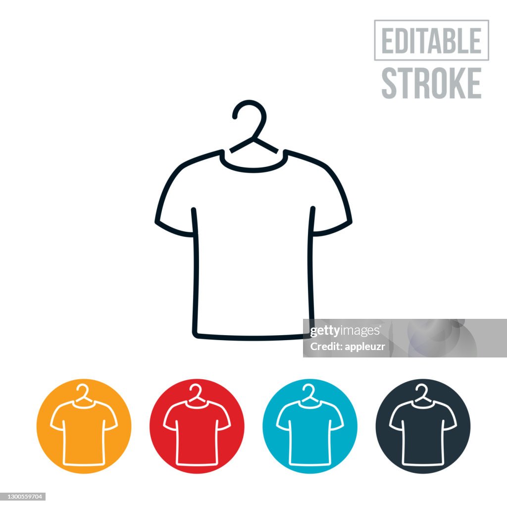 T-Shirt On Hanger Thin Line Icon - Editable Stroke
