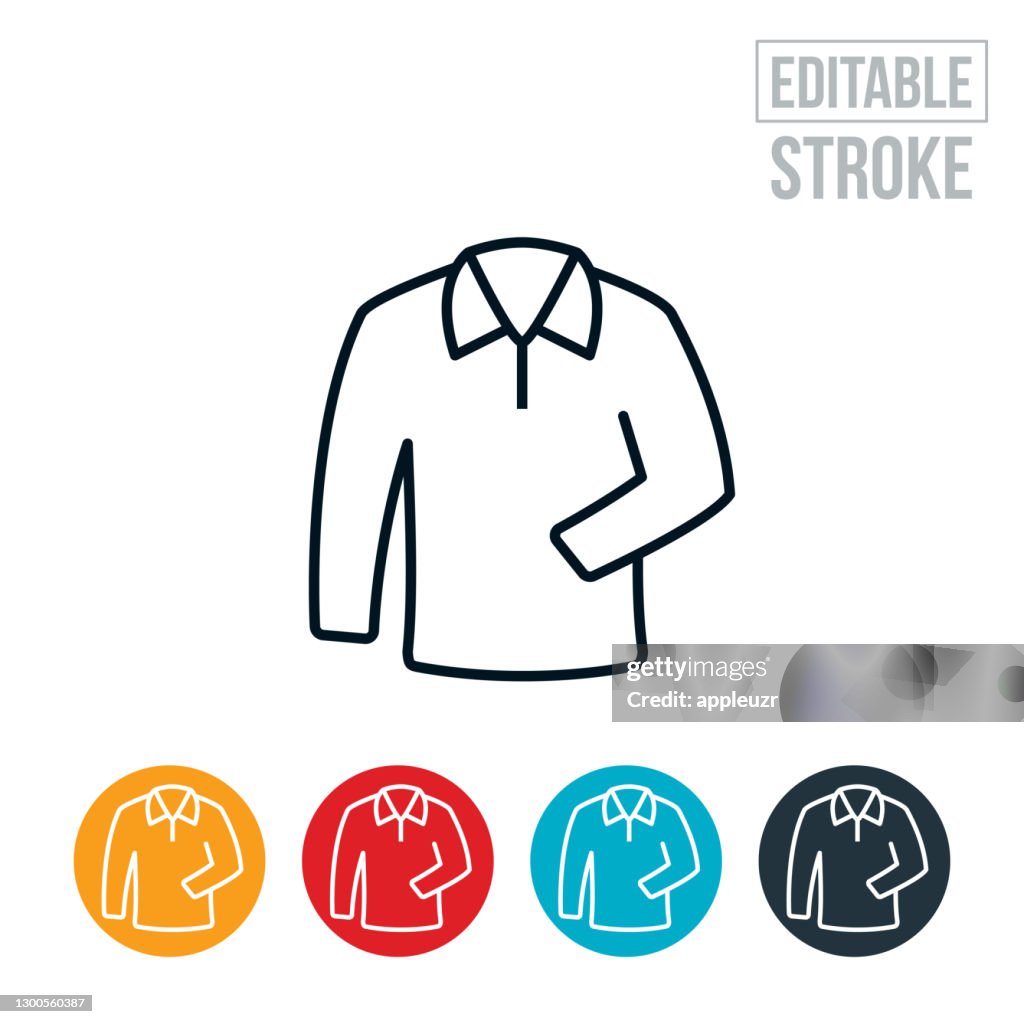 Ikon för skjortan Thin Line för män - Redigerbar stroke