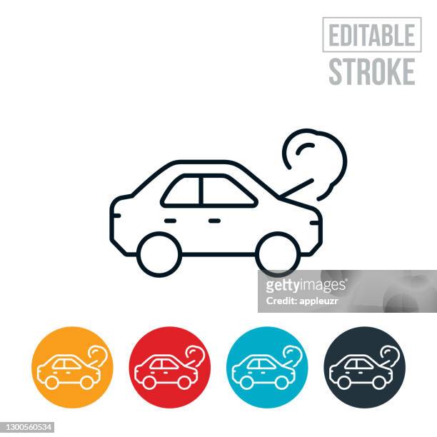 car breakdown thin line icon - editable stroke - bonnet stock illustrations