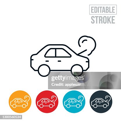 汽車故障細線圖示 - 可編輯描邊 汽車故障細線圖示 - 可編輯描邊