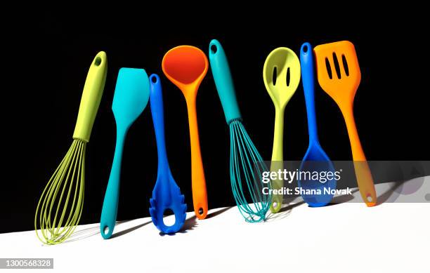 silicone kitchen tools - cooking utensil stock pictures, royalty-free photos & images