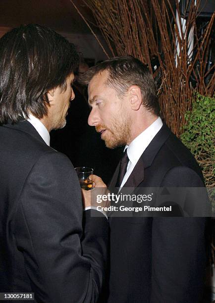 Walter Salles and Tim Roth during 2004 Cannes Film Festival -"Motorcycle Diaries" - Party at La Plage Coste in Cannes, France.