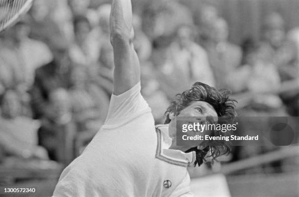 Romanian tennis player Ilie Nastase during the 1973 British Hard Court Championships at Bournemouth, UK, May 1973.