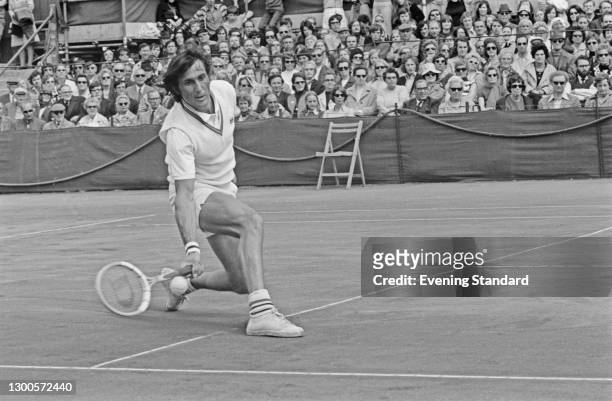 Romanian tennis player Ilie Nastase during the 1973 British Hard Court Championships at Bournemouth, UK, May 1973.