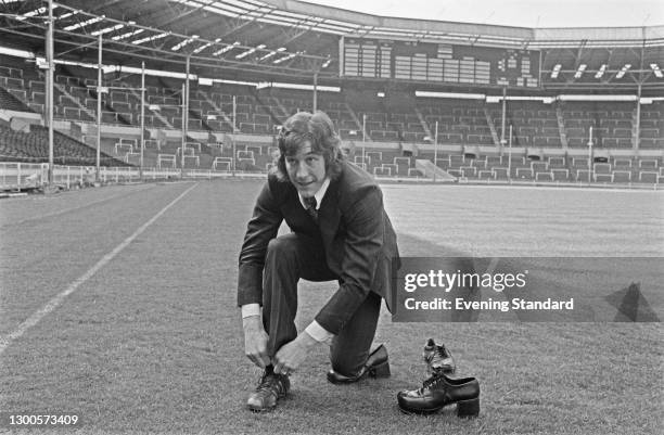 English footballer Vic Halom of Sunderland FC at Wembley Stadium in London for the 1973 FA Cup Final against Leeds United, UK, 5th May 1973.