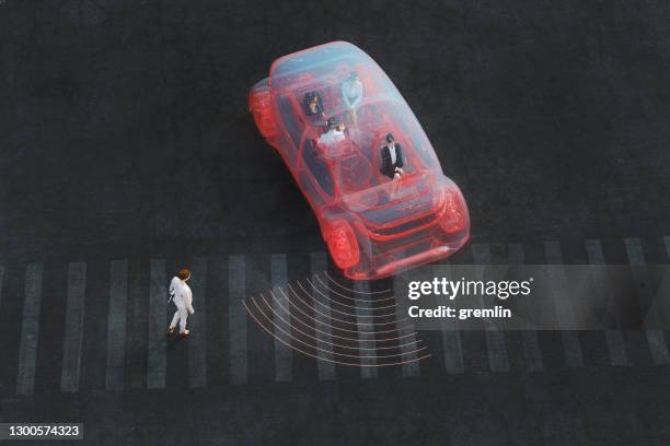 generieke autonome concept car - car wireframe stockfoto's en -beelden