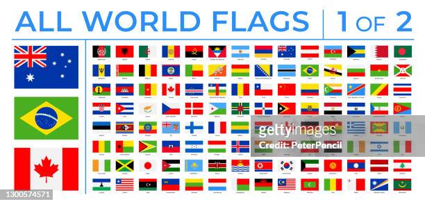 weltflaggen - vektor rechteck flache symbole - teil 1 von 2 - dänische flagge stock-grafiken, -clipart, -cartoons und -symbole
