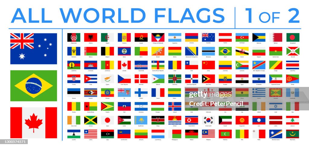 World Flags - Vector Rectangle Flat Icons - Part 1 of 2