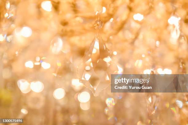 crystal lamp, chandelier at night. - pendant light stockfoto's en -beelden