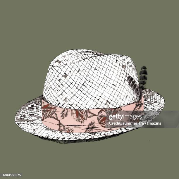 fedora - white hat fashion item stock illustrations