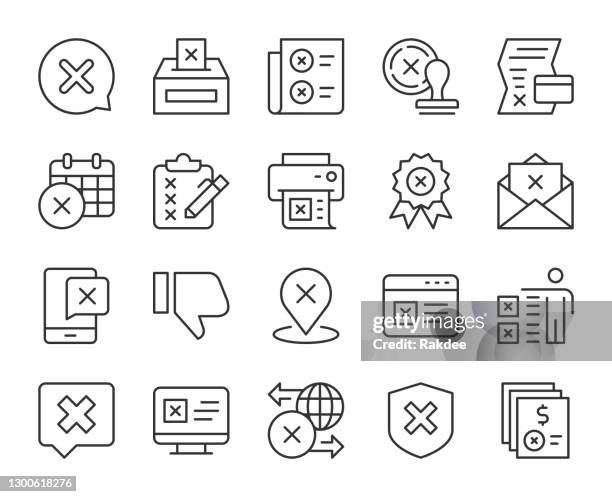 stockillustraties, clipart, cartoons en iconen met afwijzing - lichtlijnpictogrammen - ignoring