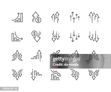 Line Increase and Decrease Icons Line Increase and Decrease Icons